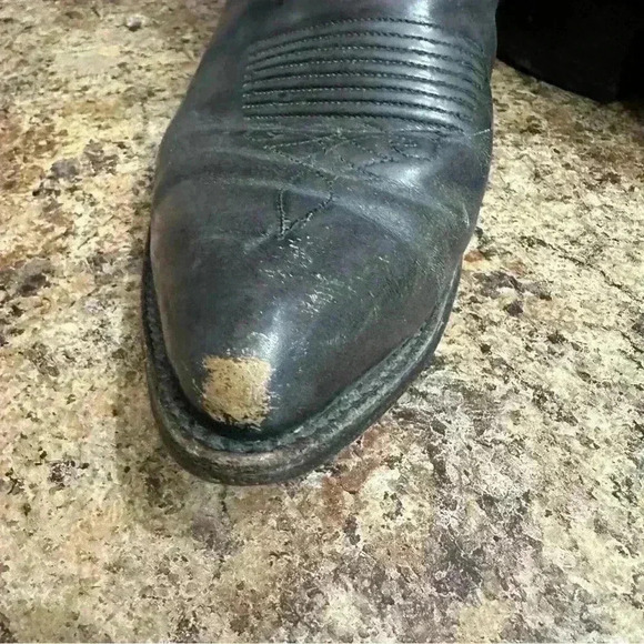 Dan Post Black Men’s Cowboy Boots 9D Western Pull On Boots Embroidered Rodeo - Picture 6 of 10